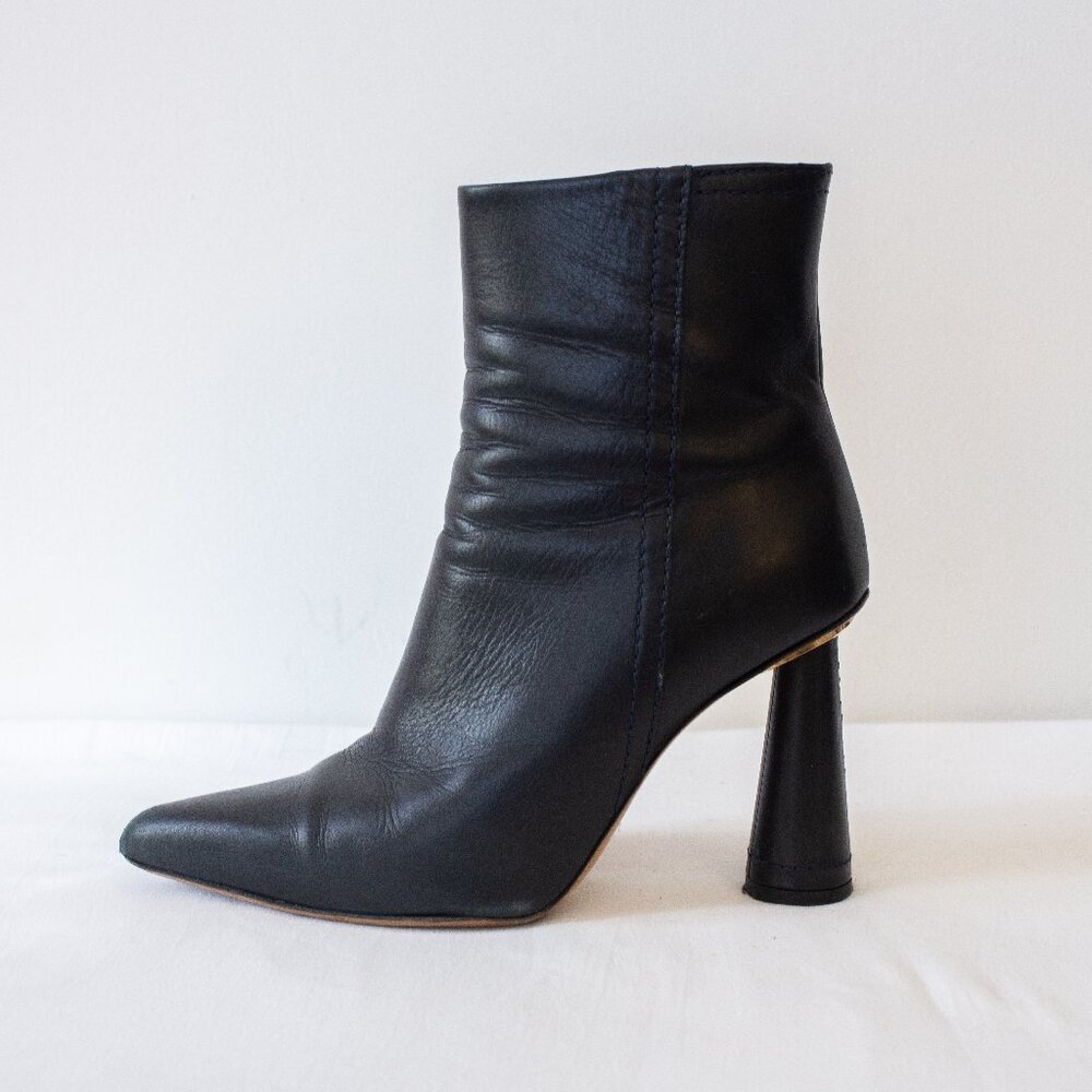 Jacquemus Leather Ankle Boots, Black, Size 7